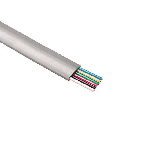 Flat Modular Cable Cord 6 Conductor Stranded Copper 26 AWG 100' FT Bulk Cable Roll RJ12 Gray Telephone CAT3 Wire Silver Satin 6C RJ-12 Phone Wire
