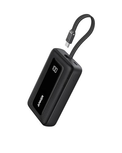 Anker Portable Charger, 10,000mAh 30W Power Bank, USB-C in and Out Fast Charging Battery Pack, Travel Essential Phone Power Bank, for iPhone 17/16