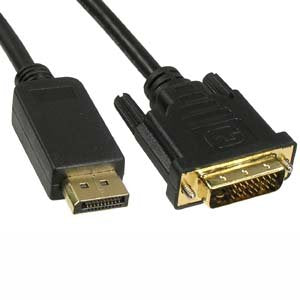 InstallerParts 3Ft Display Port Male to DVI Male Cable - Black - Used for Video & Audio Transmission