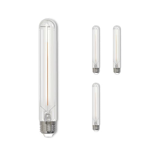 Bulbrite LED Filament Pack of (4) 3 Watt Dimmable 7.5 Inch T9 Light Bulb with Clear Glass Finish and Medium (E26) Base - 3000K (Soft White Light), 300