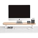Poppin Key Monitor Riser - White + Natural Oak, Lacquer-Like Painted Finish and Durable Wood-Grain Laminates, Holds Up to 60 Lbs, Doubles as All