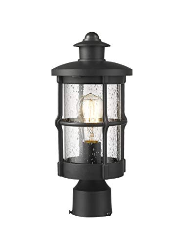 Rosient Outdoor Post Lights, Exterior Post Sconce, Outdoor Lamp, Pathway Post Lighting Fixture, Patio Pillar Light in Black Finish with Seeded Glass