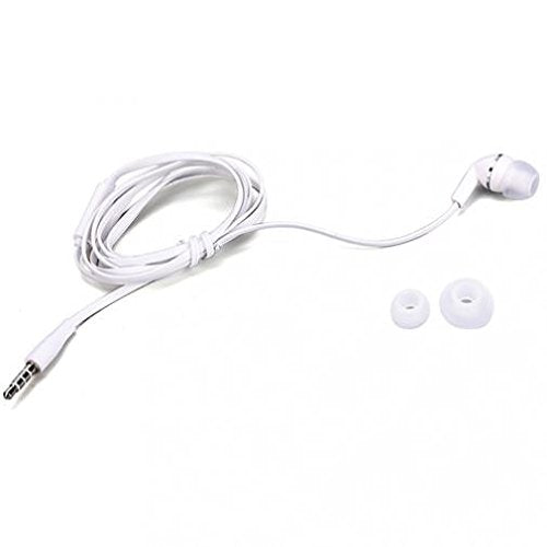 Premium Flat Wired Headset Mono Hands-Free Earphone w Mic Single Earbud Headphone Earpiece in-Ear [3.5mm] White for MetroPCS LG Aristo - MetroPCS LG…