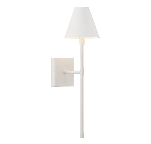 Savoy House 9-5201-1-83 Jefferson Vintage Traditional Metal Wall Sconce, 1-Light 60 Watt, 20" H x 6" W, Bisque White