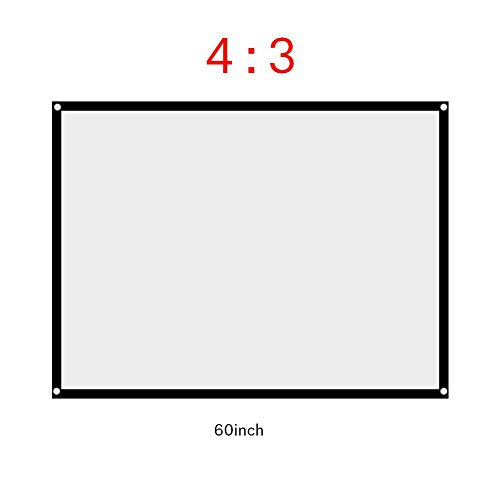 60 Inch 16:9 HD Projector Screen Portable Foldable Anti-Crease White Projector Curtain Projection Screen 4:3 Indoor Outdoor Projector Movies Screen
