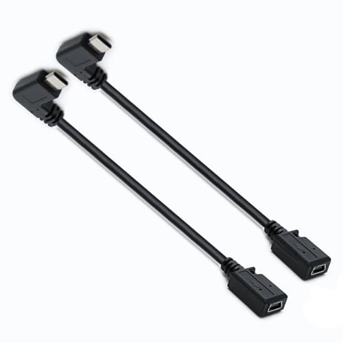 ZJKJHJY 2-Pack 90 Degree USB Type C Male to Mini USB femlae Cable,USB 3.1 Male to Mini 5-Pin B USB Female Adapter for Laptop Adapter Converter…