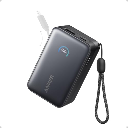 Anker Nano Portable Charger, 45W 10000mAh with 2.3 ft Retractable Cable, Compact Power Bank, Travel Essential Phone Battery Pack for iPhone 17/16