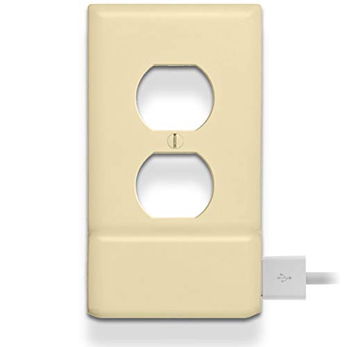 2 Pack - SnapPower USB Charger Outlet Wall Plate Cover - No Batteries Or Wires - Installs In Seconds (Duplex, Ivory)