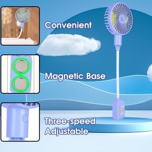 Pssopp Mini Fan Desk Fan, Magnetic Fan Three Speed Adjustable Cooling Desktop Fans Ultra Quiet Flexible Electric Fans with Super Magnetic Base