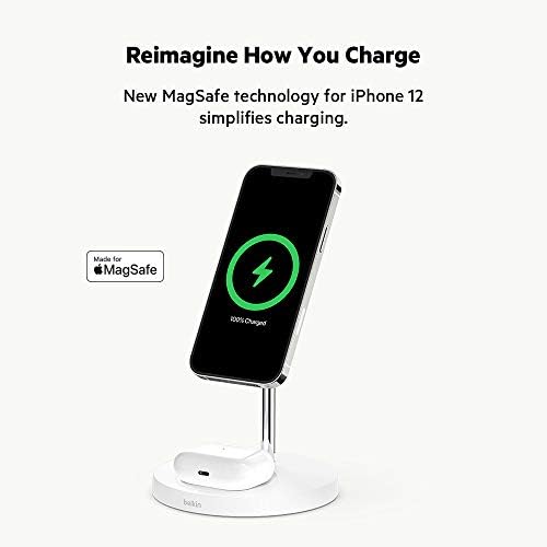 Belkin MagSafe 2-in-1 Wireless Charging Stand for Apple iPhone 17, iPhone 16, iPhone 15, iPhone 14 Series & AirPods - MagSafe Fast Charging Station
