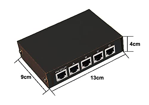 Toptekits 4 Port Way 8P8C RJ45 Network Ethernet Splitter Manual ABCD Sharing Switch Box,4 Ports Network Switch Splitter Selector Hub 4-in 1-Out or