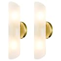 DAYCENT Modern Brass Wall Sconces Set of Two Frosted Glass Wall Light Fixture 2-Light Cylinder Bathroom Vanity Lights Gold Glass Sconces Wall Lighting