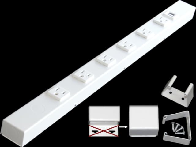 24” Hardwired Power Strip (NO Power Cord), 6 Vertical Outlets (NOT Tamper Resistant), NO Ears (Without mounting tabs), 15A (NOT a 20 Amp Unit), USB