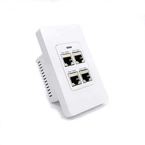 PoE Texas 4 Port in-Wall Gigabit PoE Extender Switch - Plug & Play Stable Power Over Ethernet Switch Plate with IEEE 802.3bt Uplink & Full Passthrough
