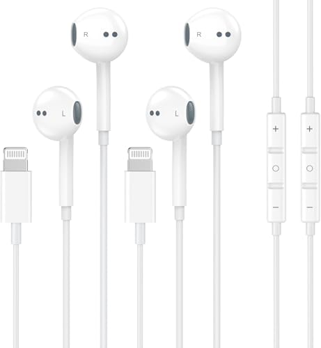 2 Packs-Wired Headphones Earbuds for iPhone 14/13/12/11/XR/XS/X/SE/Pro Max