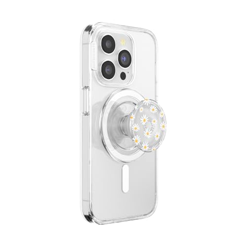 PopSockets Phone Grip for MagSafe, Magnetic Holder, Phone Stand, Daisy - Translucent He Loves Me Not