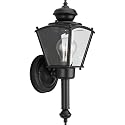 Progress Lighting 1-Light Clear Beveled Glass Traditional Outdoor Wall Lantern Light, BrassGUARD Lantern Collection, Outdoor, P5846-31, Matte Black