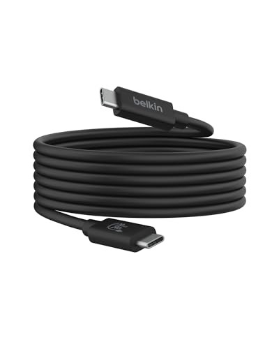 Belkin Connect USB4 Cable (6.6ft/2M Power Cable), USB-C to USB-C Cable w/ 240W Power Delivery + 20Gbps - USB4 Compliant Power Cable, Compatible