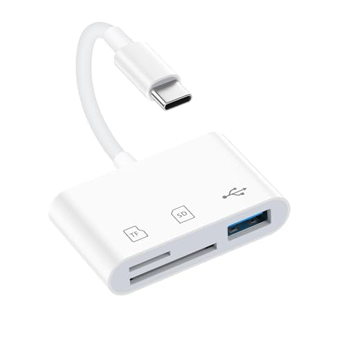 SD Card Reader for iPhone 17 16 15, MBODMI 3 in 1 SD/Micro SD Memory Card for iPhone/Mac, Digital Camera Adapter to iPhone with USB A Port for Laptop