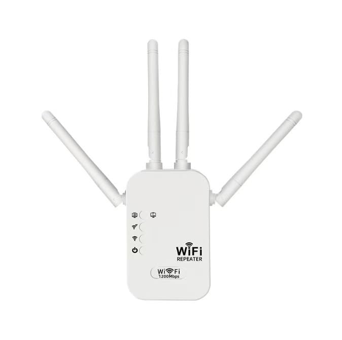 Wireless WiFi Signal Booster Amplifier, 1200Mbps Four-Antenna Repeater, Suitable for Home and Office WiFi Through-Wall Wireless Internet Network