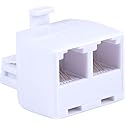 Power Gear Telephone Duplex Adapter, Home or Office, Compatible with Answering Machines, All Brands, RJ14, RJ11, White, 76191