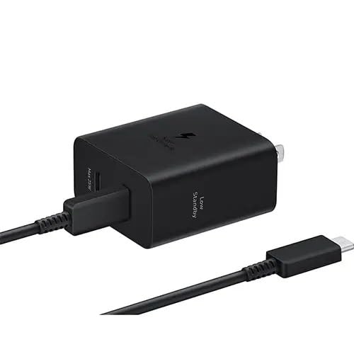 SAMSUNG 50W Duo Power Adapter Wall Charger, 2 Ports, Cable Included, Super Fast Charging 2.0 for Galaxy Phones, Tablets, USB Type C Devices, Low