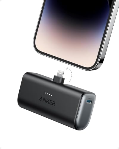 Anker Nano 5,000mAh Portable Charger for iPhone, MFi Certified Built-in Lightning Connector, 12W Compact Battery Pack for iPhone 14/13/12 Series
