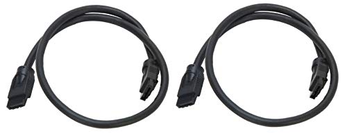 OKGear 18 Inch Black SATA 3.0 III 6 GB/s Round SSD/HDD Data Cable 180 Degree to 180 Degree with Metal Latch (2-Pack)