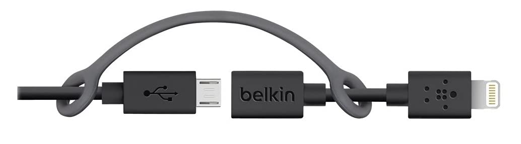 Belkin 3-Feet Micro-USB Cable with Lightning Connector Adapter - Retail Packaging - Black