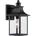 Quoizel Chancellor Outdoor Wall Lantern, 11.5 Inch 1-Light Vintage Wall Sconce, Mystic Black Lantern Wall Light, Clear Glass, Outside Lights