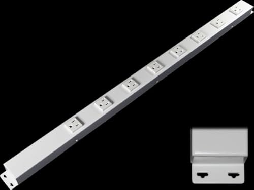 30" Hardwired Power Strip (NO Power Cord), 8 Vertical Outlets (NOT Tamper Resistant), with Ears (with mounting tabs on Both Ends), 15A (NOT a 20 Amp