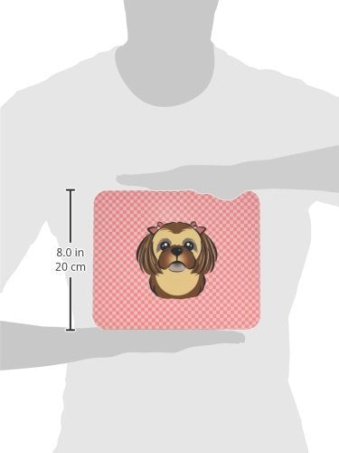 Caroline's Treasures BB1249MP Checkerboard Pink Chocolate Brown Shih Tzu Mouse Pad, Hot Pad or Trivet for Home Office Gaming Working Computers Laptop