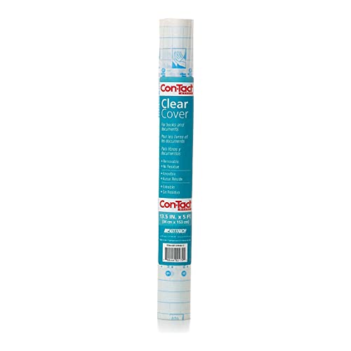 Con-Tact Brand Clear Adhesive Protective Liner, Protect Books and Documents, Easy to Apply Book Cover, 13.5'' x 5'
