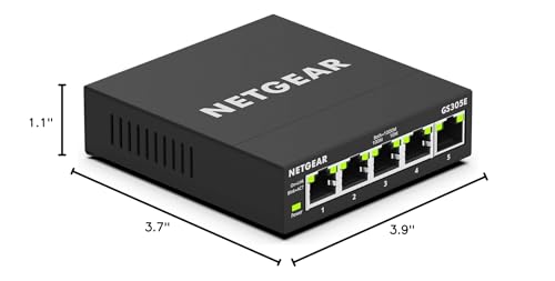 NETGEAR 5-Port Gigabit Ethernet Easy Smart Managed Essentials Switch GS305E - Desktop or Wall Mount, Home Network Hub, Office Ethernet Splitter