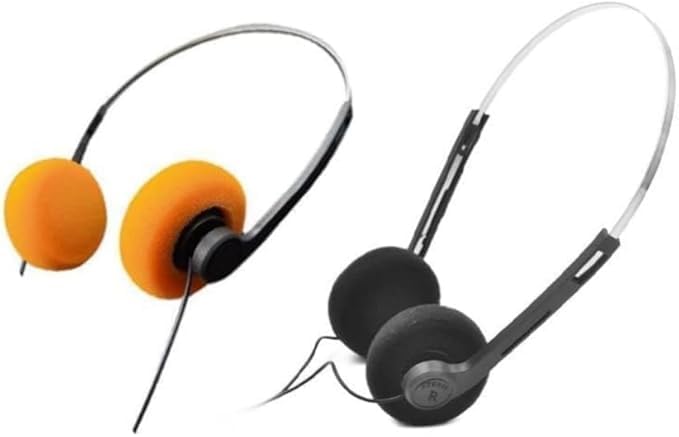 Mozff 2 Pcs Retro On Ear Headphones, Wired Stereo Headphones, Headphone, Lightweight Portable Headphone with Adjustable Headband, Cassette Player…