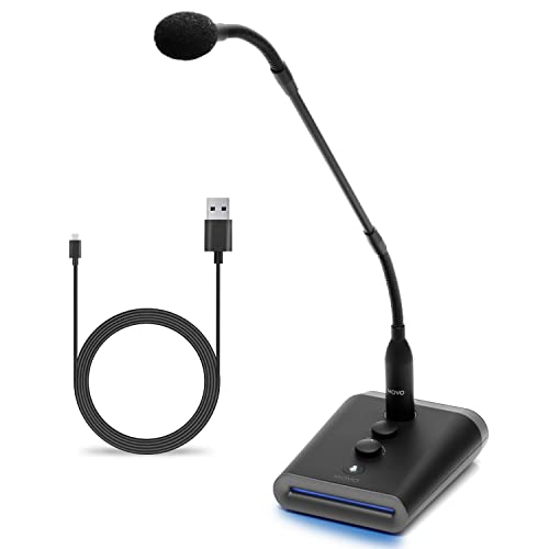 Movo GM-7 Professional 18-inch Gooseneck Microphone and USB Interface Base with RGB Lights, Gain, Mute - Podium Microphone with Stand for Streaming