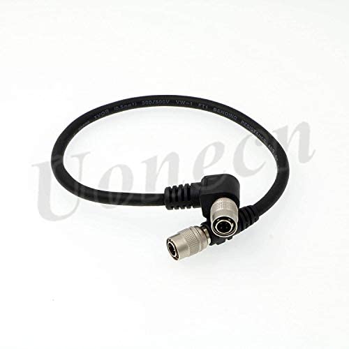 Uonecn 4 PIN Hirose Male Cable, 30cm, Audio/Video, Black, Right Angle & Straight Connectors, Power & Connect Sound Devices Recorder, Wisycom MCR 42s