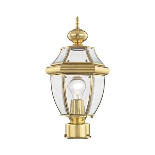 Livex Lighting 2153-02 Outdoor Post with Clear Beveled Glass Shades, Polished Brass