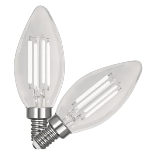 Feit Electric BPCTC60950CAWFIL/2 Daylight Torpedo-Tip Exposed White Filament LED Bulb, 2 Bulbs per Pack; 5.5W; 60W Equivalent; E12 Base; 5000K; 90