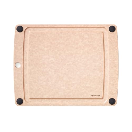 Epicurean All-In-One Cutting Board with Non-Slip Feet and Juice Groove, 14.5" × 11.25", Natural/Black