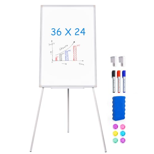 Maxtek Easel Whiteboard 36 x 24 in, Stand Tripod with Height Adjustable