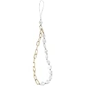Czhotg Elegant Metal Chain Pearl Phone Lanyard - Adjustable Wrist Strap with Secure Clasp for Hands, Stylish Beaded Phone Accessories Compatible