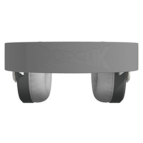 PopClik 2 ONE Headphones Gray/White Leather Elegance and Soft-Spoken Steel 40 mm Neodymium Magnet Driver Over The Ear