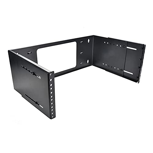Beszin 4U Hinged Extendable Wall Mount Bracket, Max 13.5" Depth, Collapsible Network Equipment Rack Black (4U)