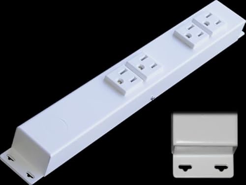 12” Hardwired Power Strip (NO Power Cord), 4 Vertical Outlets (NOT Tamper Resistant), with Ears (mounting tabs on Both Ends), 15A (NOT a 20 Amp Unit)