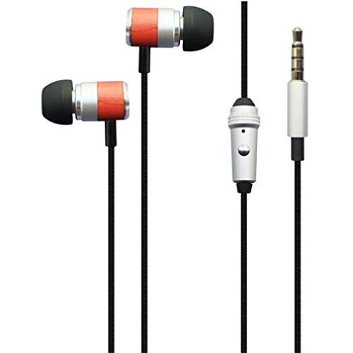 Wired Earphones Hi-Fi Sound Headphones for Moto G Stylus 5G - Handsfree Mic Headset Wooden Earbuds in-Ear Earpieces Microphone Compatible…