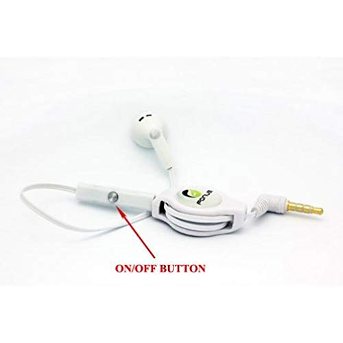 Retractable Mono Earphone Headphone 3.5mm w Mic Headset for Moto E LTE, Handsfree Earbud Earpiece Microphone Compatible with Motorola Moto E LTE