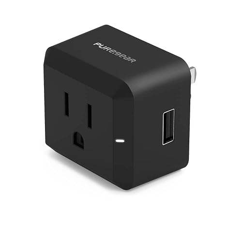 PureGear USB-A iPhone Charger, Outlet Extender with AC Outlet & USB-A Port, 2-in-1 Wall Plug Outlet Splitter with USB-A Charging Port for Home