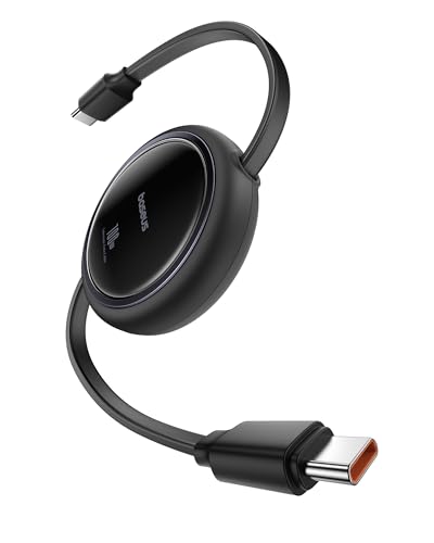 Baseus USB C to USB C Cable, 100W Retractable USB C 5A Fast Charging Cable, 4-Stage Length Preset USB Type C Charger Cord for iPhone 17 16 Pro Plus