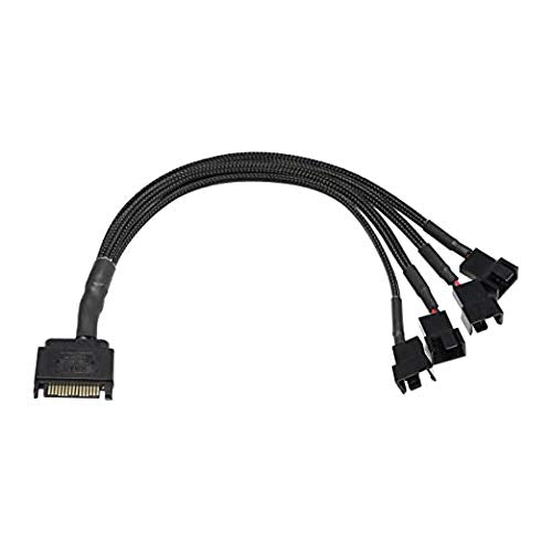 XMSJSIY SATA to 3 Pin 4 Pin Fan Adapter,15pin SATA to 4 x 3 pin / 4 Pin 12V PC Case Fan Splitter Extension Power Cable Adapter-28cm-2pcs